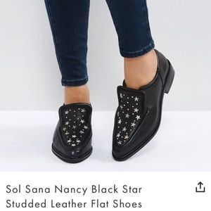 Sol Sana black studded leather flats size 37 EU
